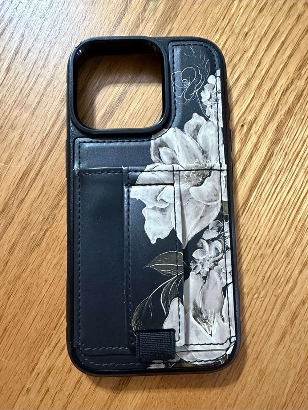 Floral Walli Black Card Slot Phone Case - Stylish Protection